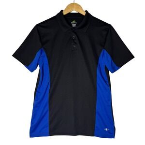 NordicTrack Black Blue Polo Shirt Mens Size Small Athletic Activewear